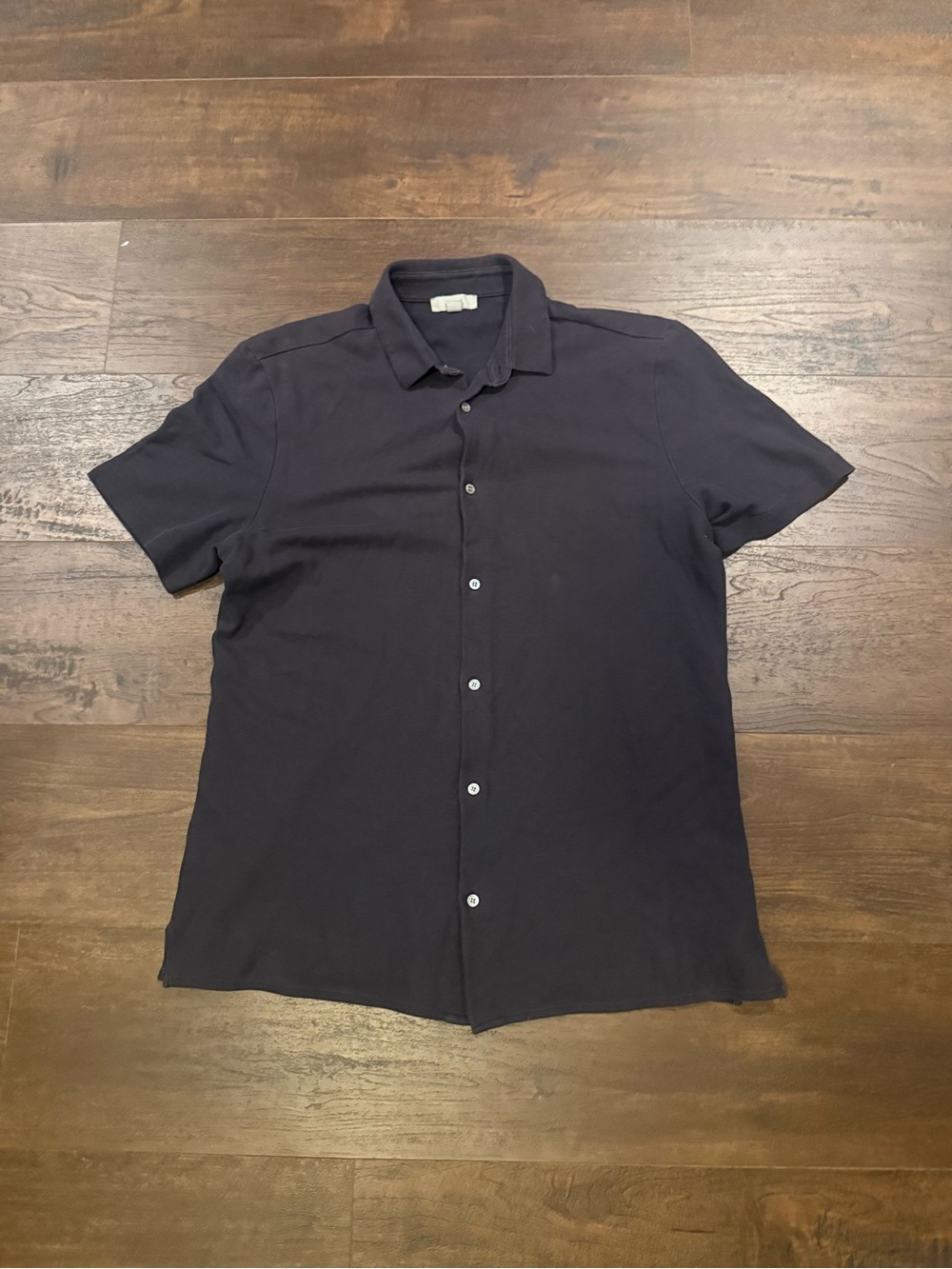 COS Men's Short-Sleeve Button-Up Polo - Dark Navy